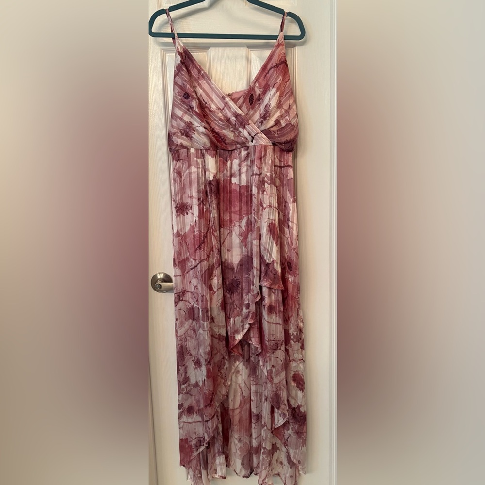 Lulu's Enchanted Mauve and Cream High Low Dress